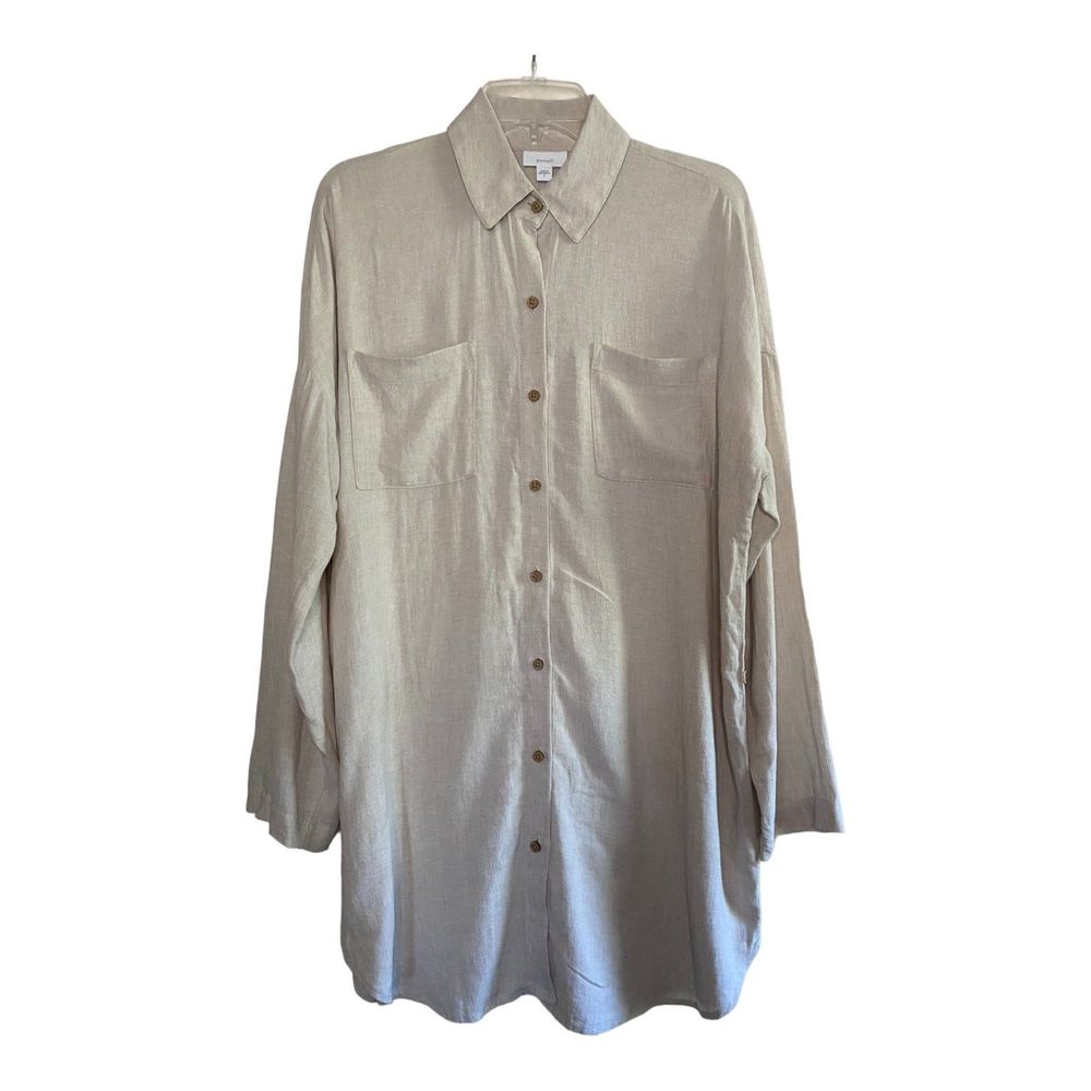 J JILL PURE JILL woman's size small S linen blend button long sleeve tunic top